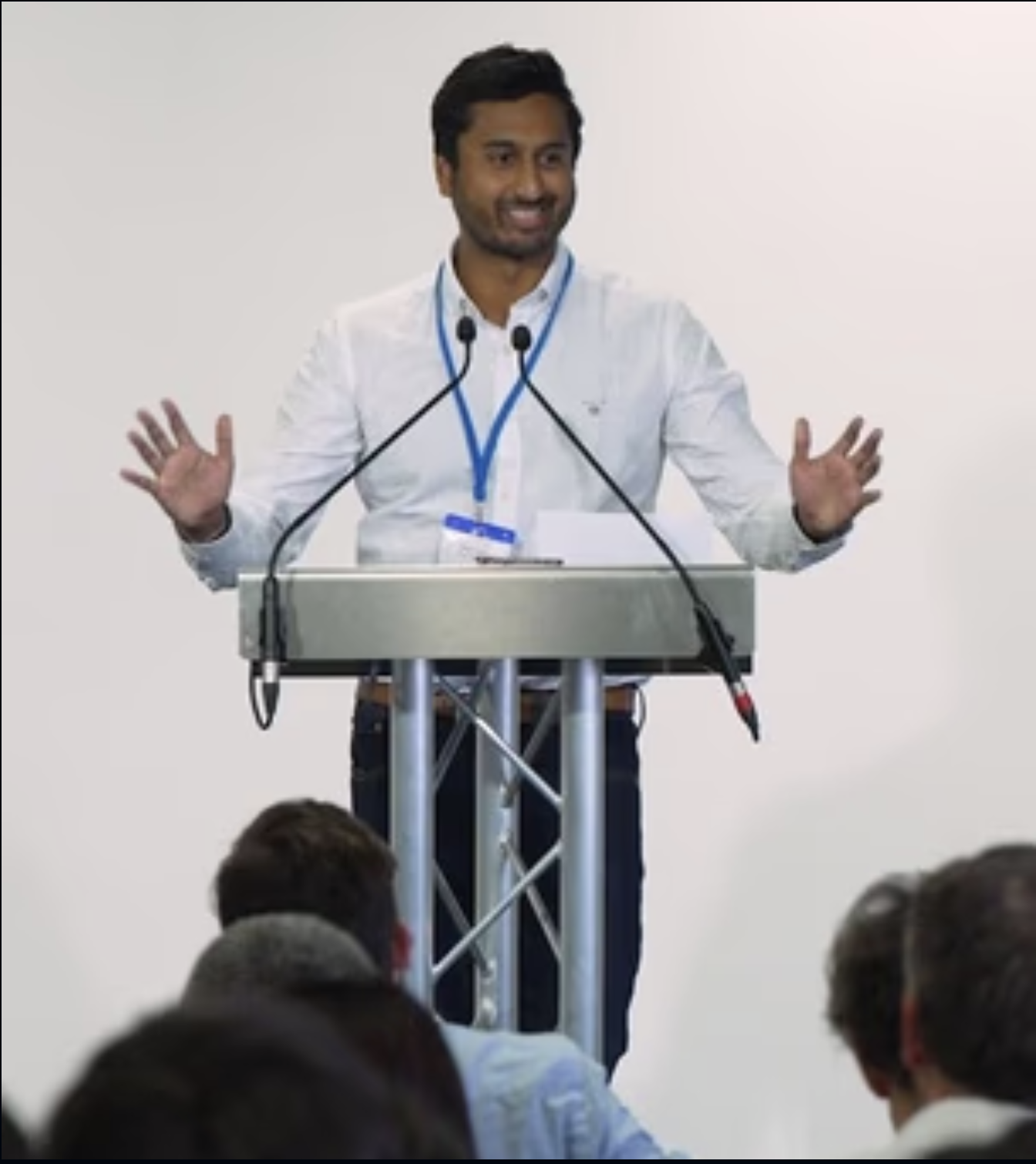 Shosh Shetty, Founder of Thim Ventures, speaking at a podium